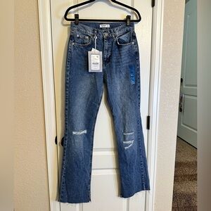 Pull&Bear Blue Distressed Flare Jeans